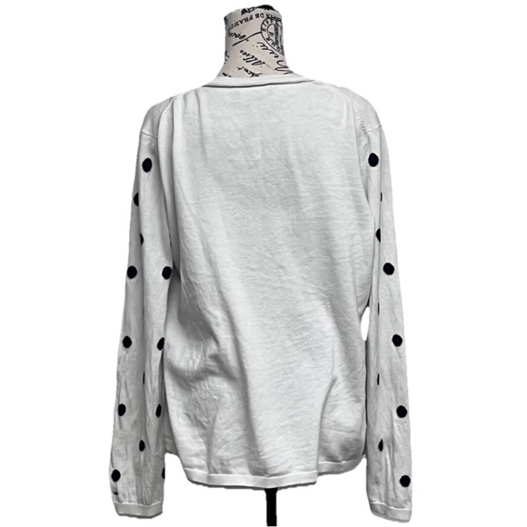 vtg Y2k Tommy Hilfiger XL Sweater White Polka Dot Retro Pinup Rockabilly Preppy - Picture 5 of 11
